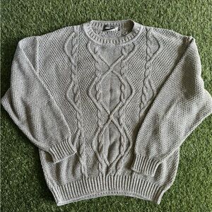 Salvatore Ferragamo Light Gray Cable Knit Sweater